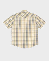 Vintage 90s Levi's Beige Check Patterned Short-Sleeve Western Shirt - S