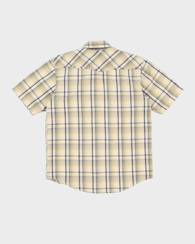 Vintage 90s Levi's Beige Check Patterned Short-Sleeve Western Shirt - S