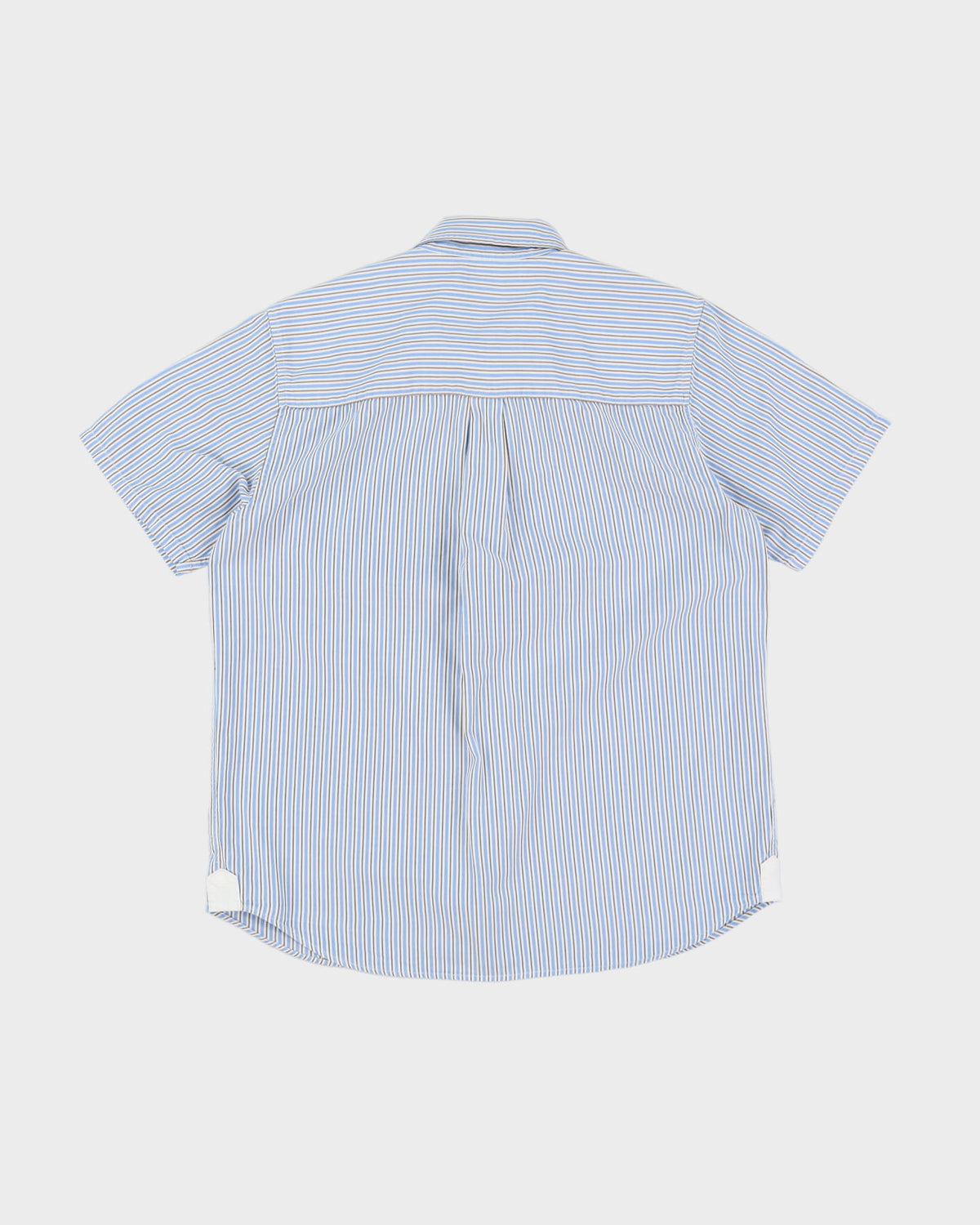 Vintage Stussy Blue / White Stripe Patterned Short-Sleeve Shirt - M