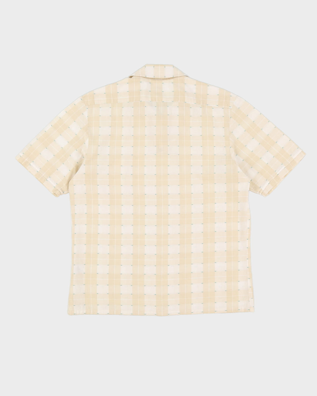 Vintage 90s Calvin Klein Beige Patterned Short-Sleeve Shirt - XL