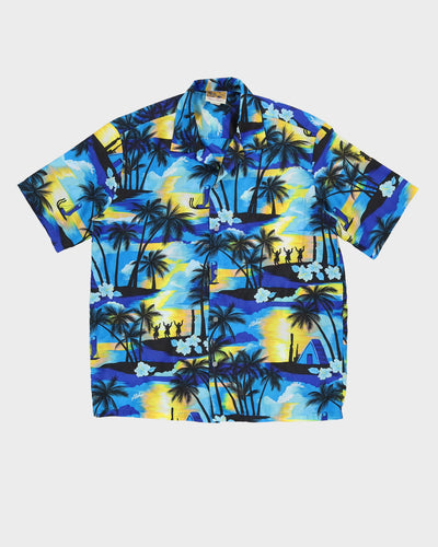 Vintage 1990s Blue Hawaiian Shirt - XXL