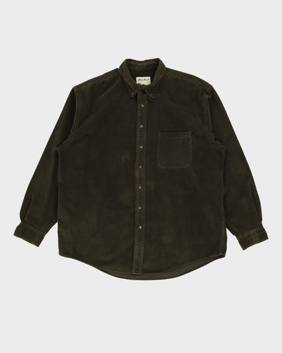 90s Eddie Bauer Green Oversized Corduroy Shirt - XL