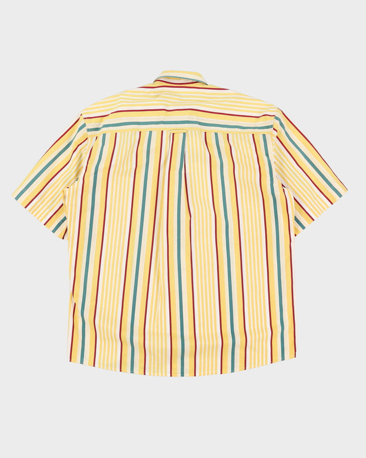 Vintage 80s Melka Casual Yellow Striped Short-Sleeve Patterned Shirt - XL