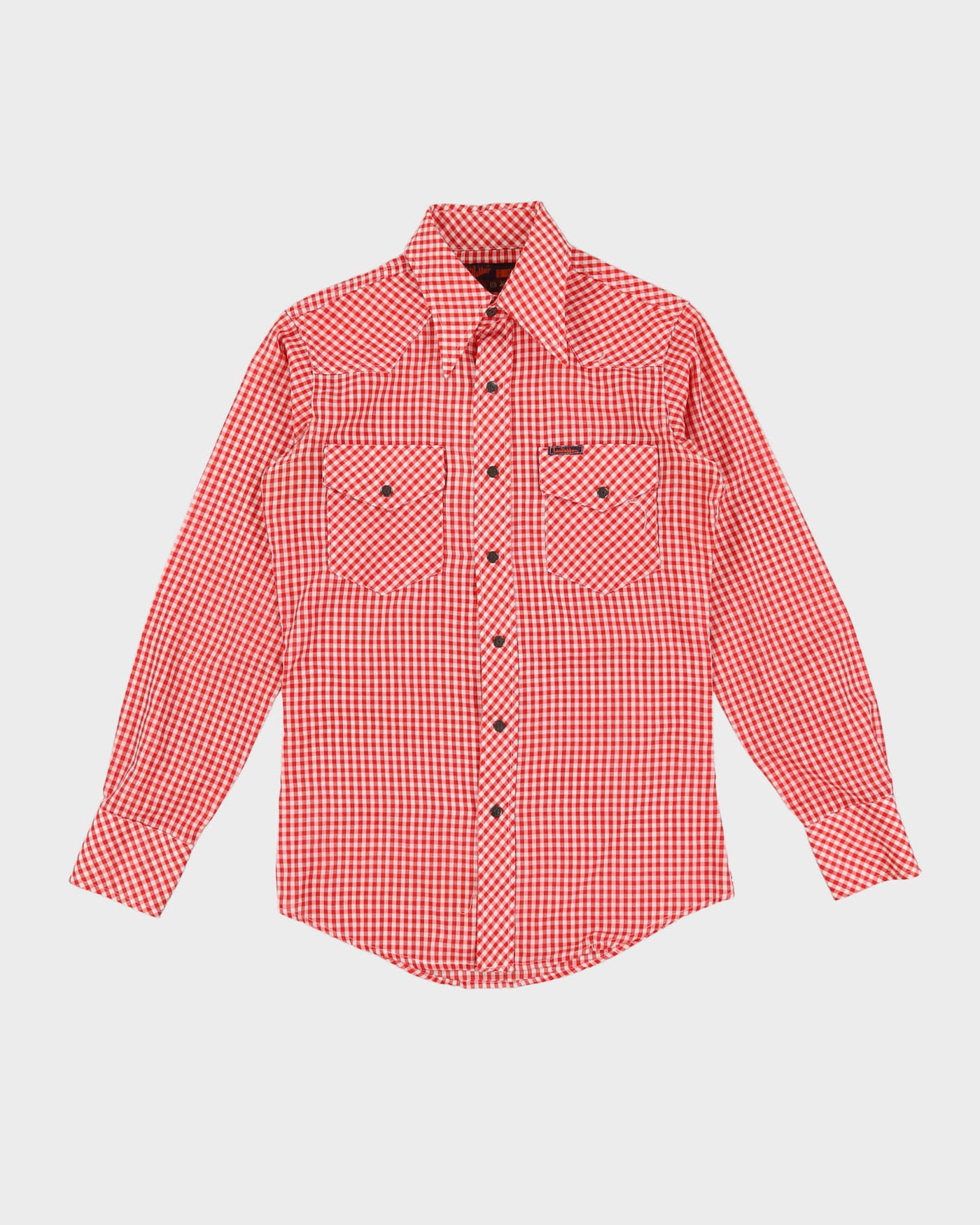 Vintage 70s Landlubber Long-Sleeve Red Check Western Shirt - S