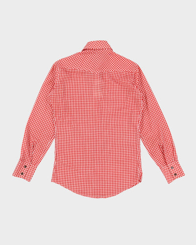 Vintage 70s Landlubber Long-Sleeve Red Check Western Shirt - S