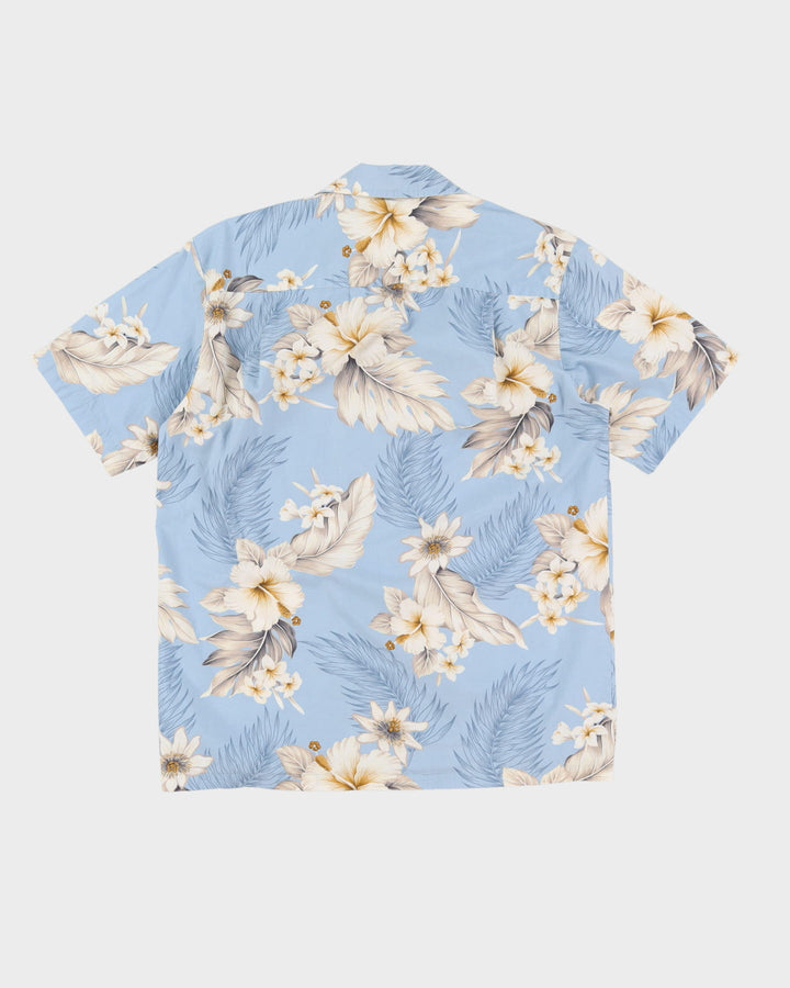 Vintage 80s Pacific Legend Blue / White Floral Patterned Hawaiian Shirt - M