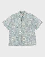 Vintage 90s Cooke Street Blue Made in Hawaii Patterned Hawaiian Shirt - M