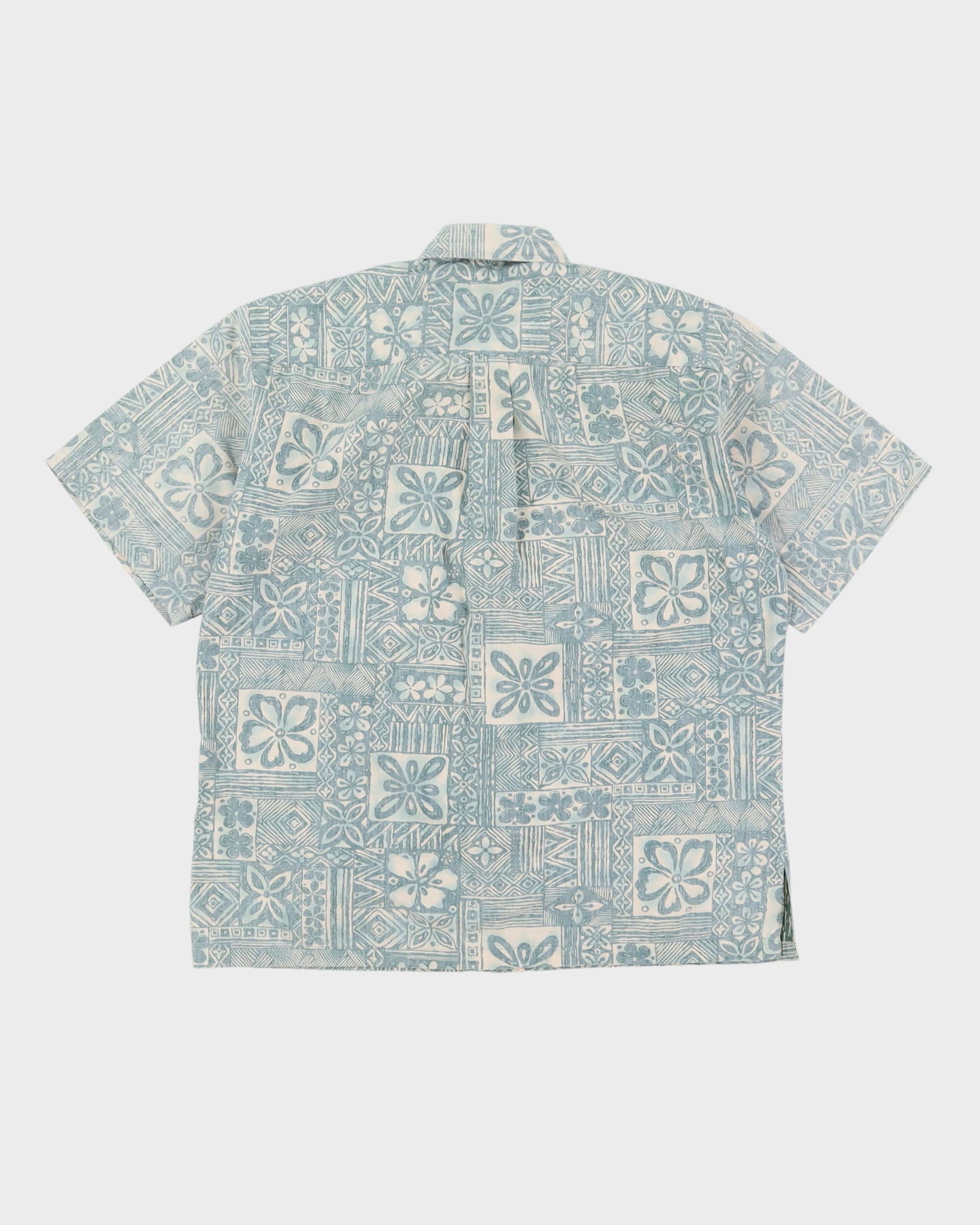 Vintage 90s Cooke Street Blue Made in Hawaii Patterned Hawaiian Shirt - M