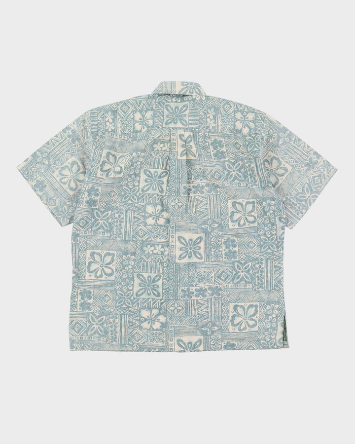 Vintage 90s Cooke Street Blue Made in Hawaii Patterned Hawaiian Shirt - M