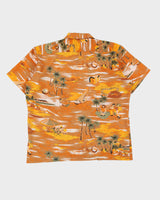 Vintage 70s Joseph Laurin Orange / Yellow Patterned Hawaiian Shirt - XL
