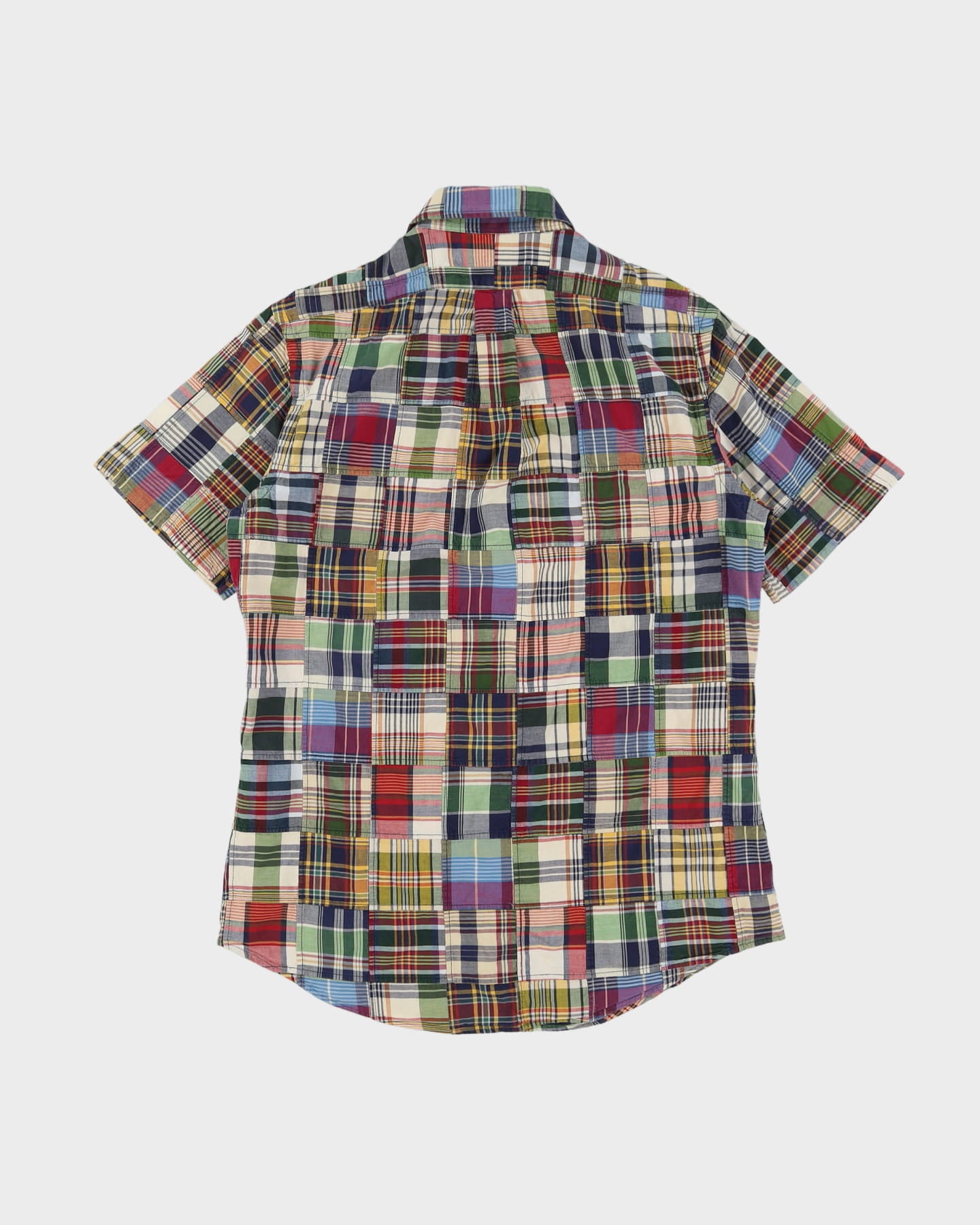 Vintage 90s Ralph Lauren Multi Colour Patchwork Check Patterned Short-Sleeve Shirt - M