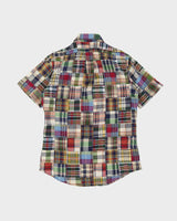 Vintage 90s Ralph Lauren Multi Colour Patchwork Check Patterned Short-Sleeve Shirt - M