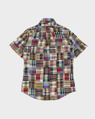 Vintage 90s Ralph Lauren Multi Colour Patchwork Check Patterned Short-Sleeve Shirt - M