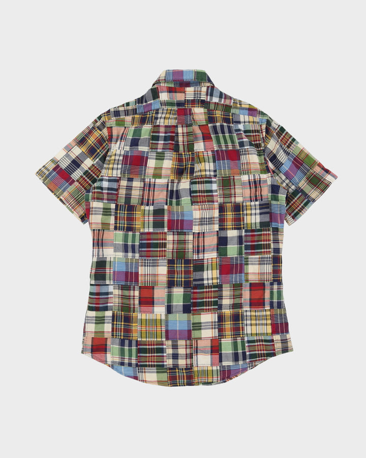 Vintage 90s Ralph Lauren Multi Colour Patchwork Check Patterned Short-Sleeve Shirt - M