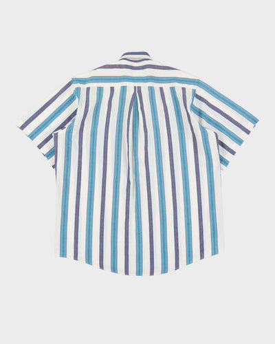 Vintage 90s Yves Saint Laurent YSL White / Blue Short-Sleeve Shirt - M