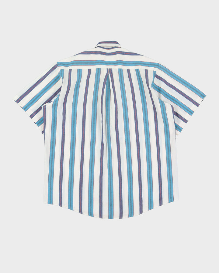 Vintage 90s Yves Saint Laurent YSL White / Blue Short-Sleeve Shirt - M