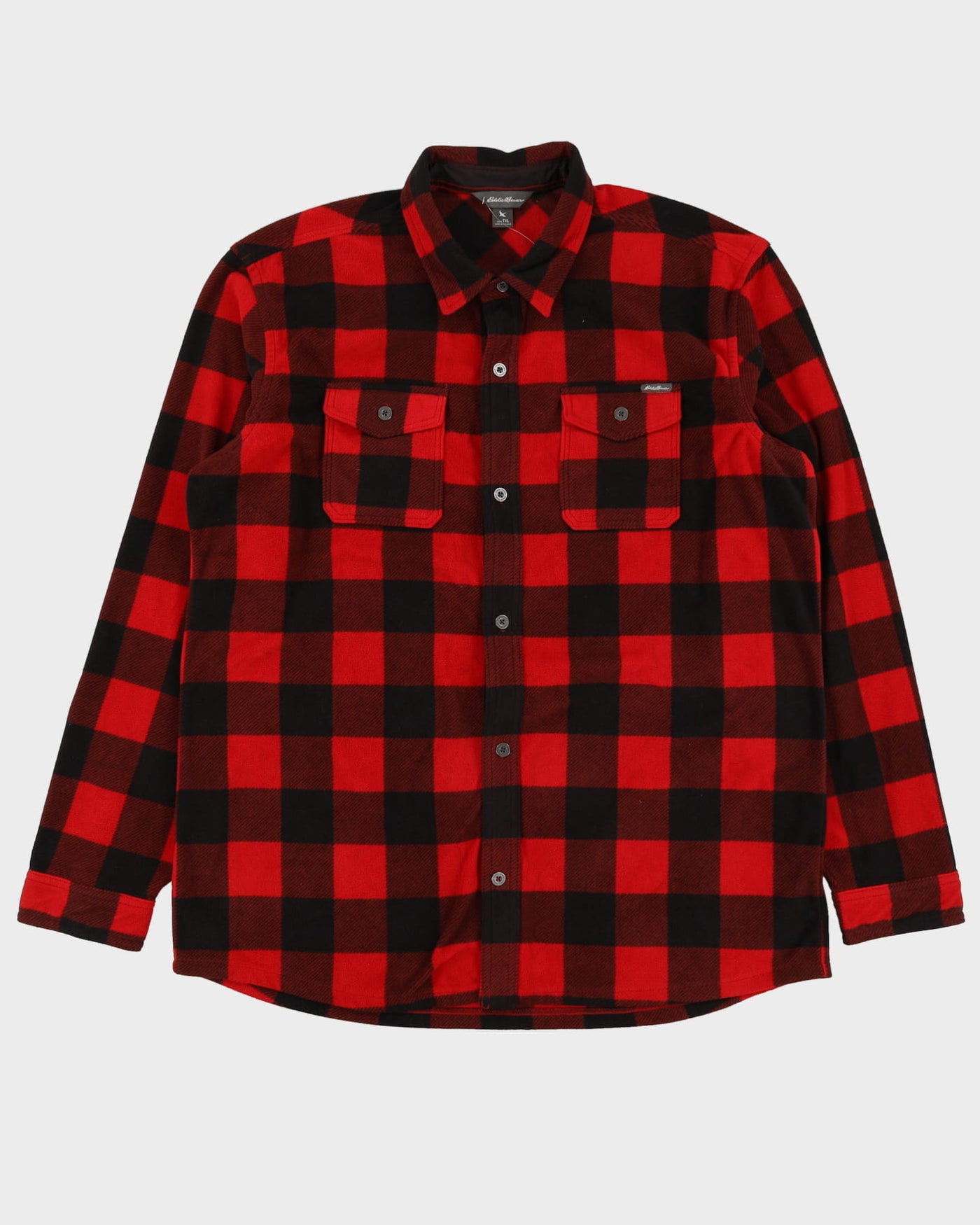 00s Eddie Bauer Red / Black Check Patterned Flannel Shirt - XXL