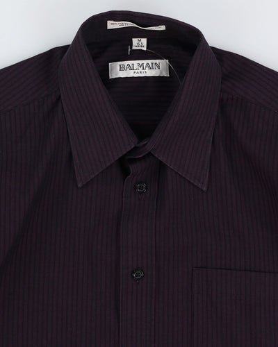 00s Balmain Purple / Black Striped Long Sleeve Button Up Shirt - M