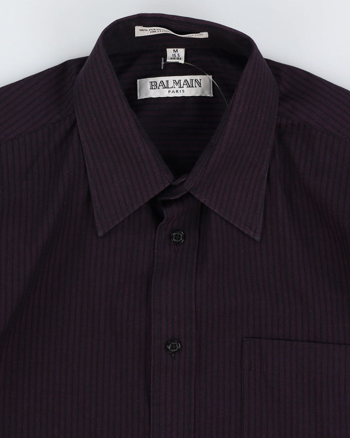 00s Balmain Purple / Black Striped Long Sleeve Button Up Shirt - M