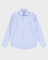 00s Christian Dior Blue Plain Long Sleeve Button Up Shirt - XL