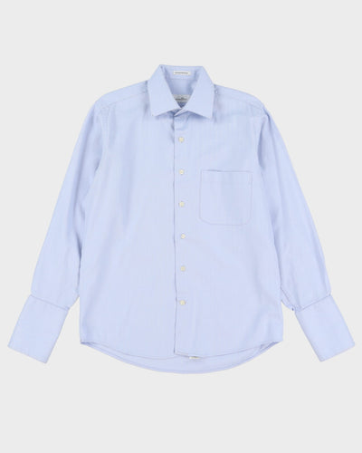00s Christian Dior Blue Plain Long Sleeve Button Up Shirt - XL