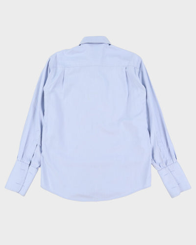 00s Christian Dior Blue Plain Long Sleeve Button Up Shirt - XL