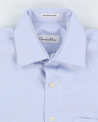 00s Christian Dior Blue Plain Long Sleeve Button Up Shirt - XL