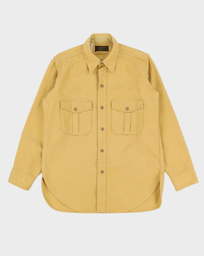 Vintage 90s Eddie Bauer Mustard Yellow Long Sleeve Button Up Work Shirt - M / L