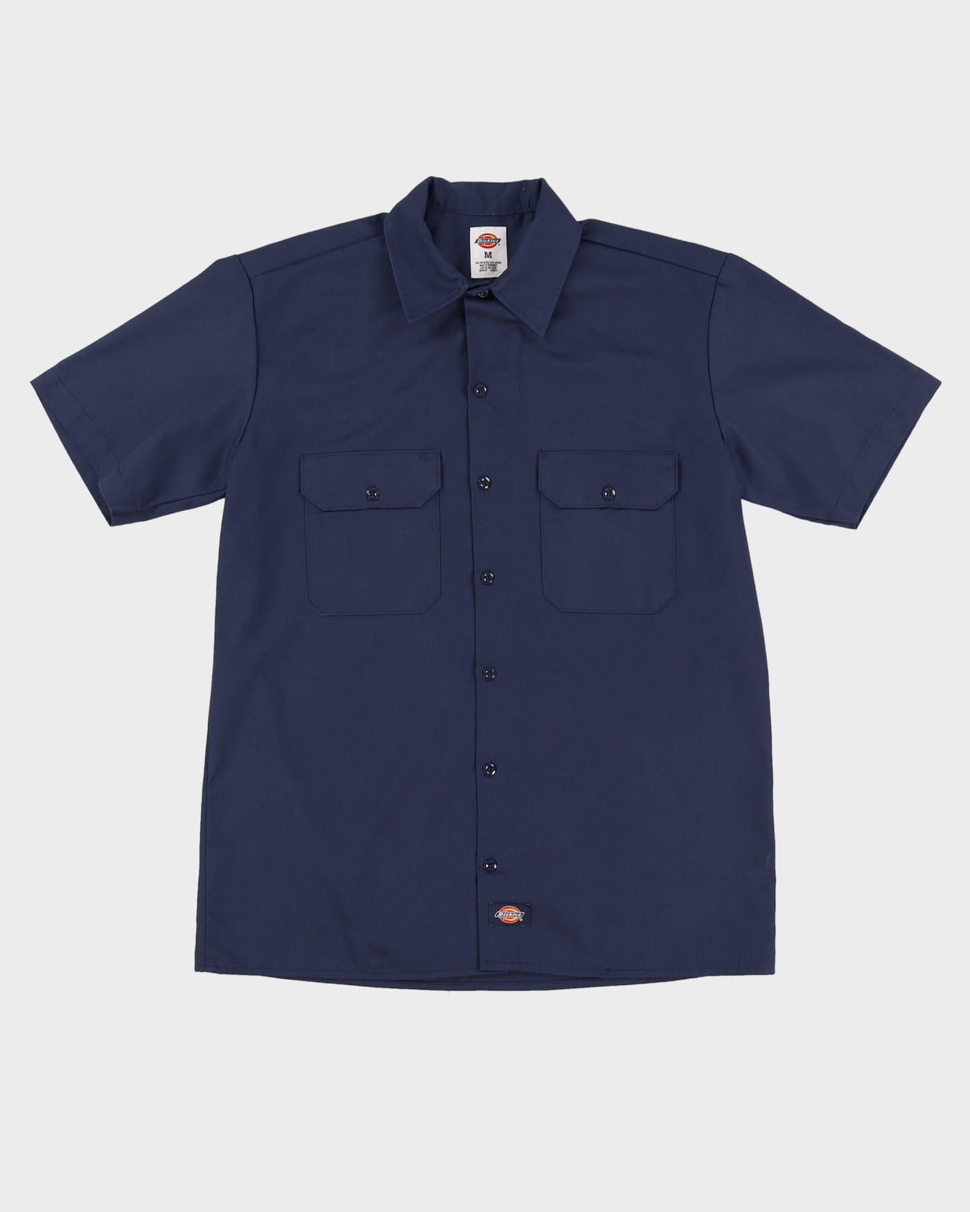 Vintage Dickies Blue Short-Sleeve Button Up Work Shirt - M