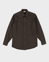 Vintage 80s Sears Brown Button Up Work Shirt - S