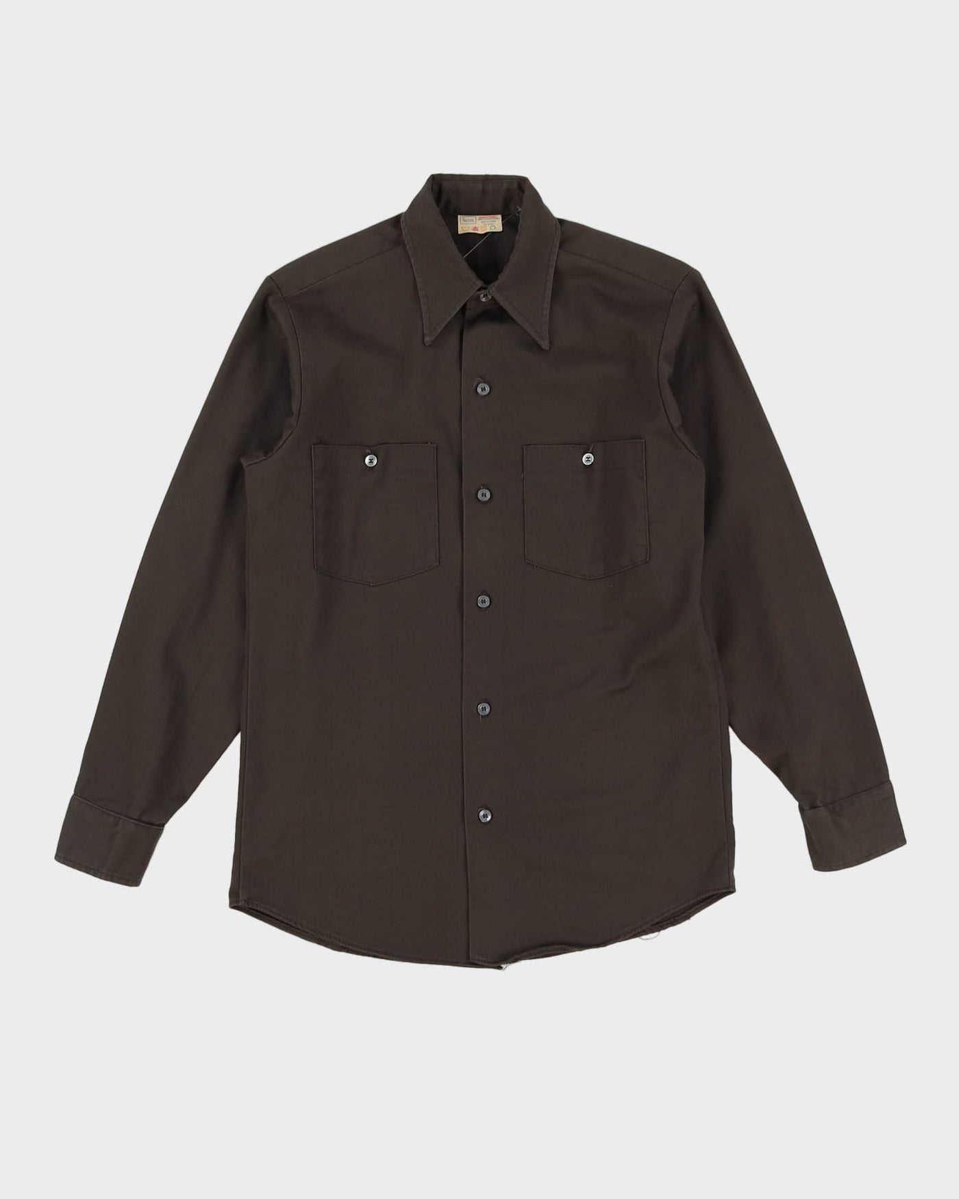 Vintage 80s Sears Brown Button Up Work Shirt - S