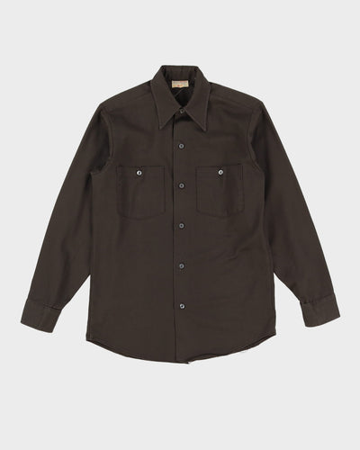 Vintage 80s Sears Brown Button Up Work Shirt - S