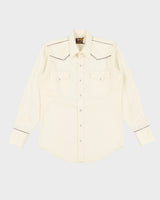 Vintage Kenny Rogers Caravan Western Collection Cream Stripe Patterned Western Shirt - M
