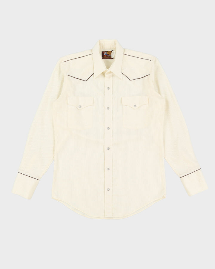 Vintage Kenny Rogers Caravan Western Collection Cream Stripe Patterned Western Shirt - M