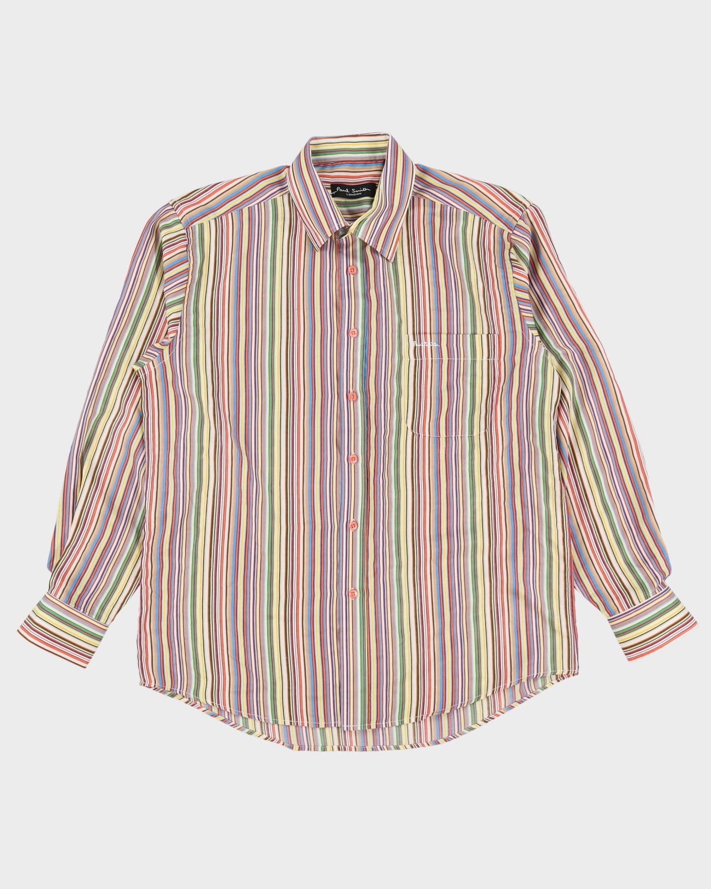 Vintage Paul Smith Classic Colour Scheme Striped Multi Colour Long Sleeve Shirt L