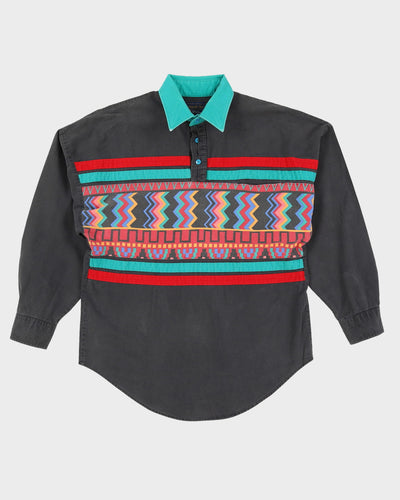 Vintage Panhandle Slim Western Patterned Long Sleeve Pullover Shirt - M