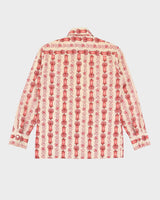 Vintage 70s Lancer California Red / White Floral Patterned Long Sleeve Shirt - M / L