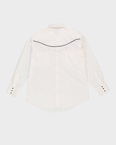 Vintage 90s Ely Cattleman White Western Button Up Long Sleeve Shirt - L