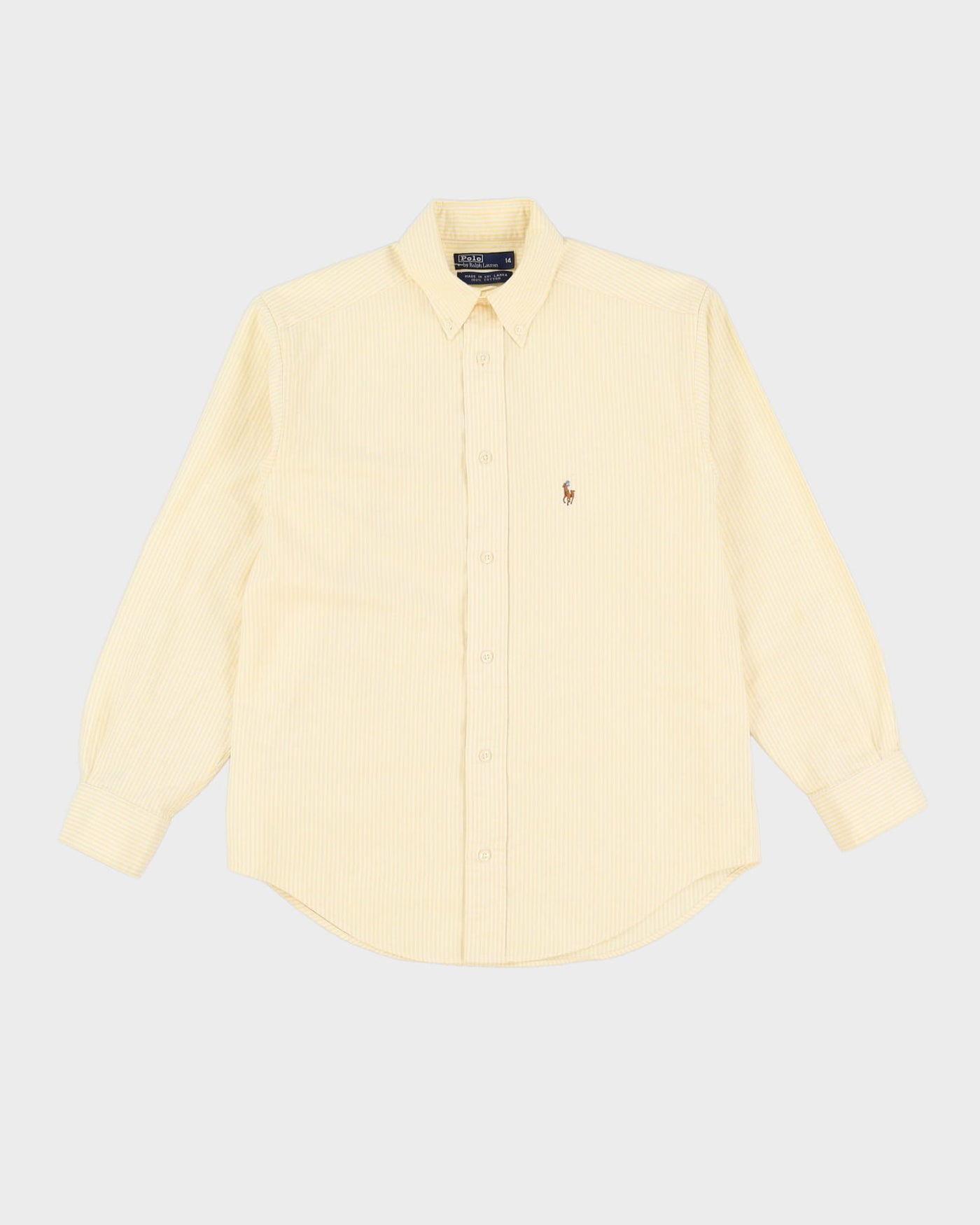 Vintage 90s Ralph Lauren Yellow Stripe Patterned Button Up Long Sleeve Shirt - S
