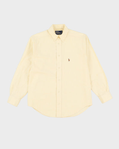 Vintage 90s Ralph Lauren Yellow Stripe Patterned Button Up Long Sleeve Shirt - S