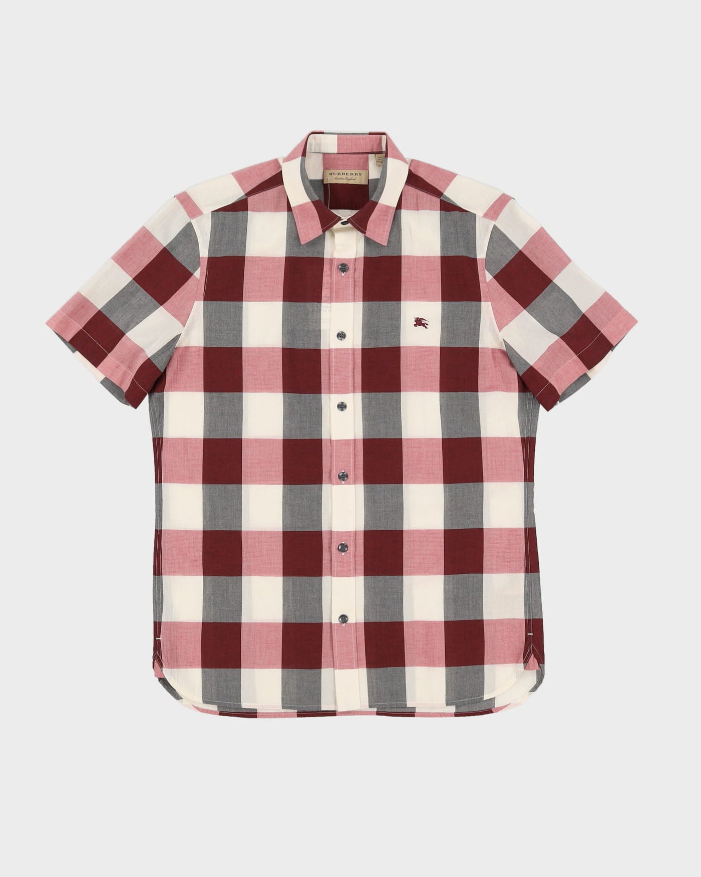 Burberry Pink / Purple Check Patterned Short Sleeve Shirt - M