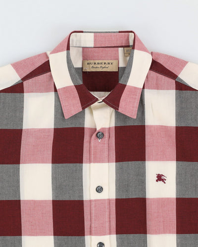 Burberry Pink / Purple Check Patterned Short Sleeve Shirt - M
