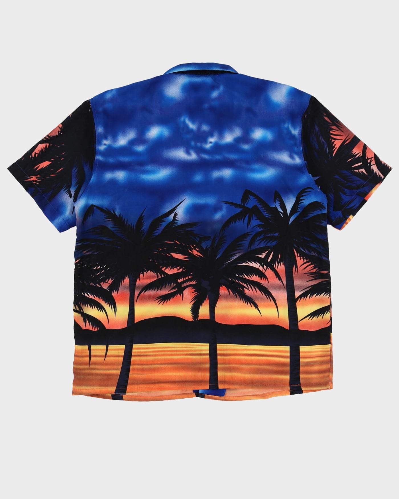 Blue With Palm Trees Hawaiian Shirt - XL
