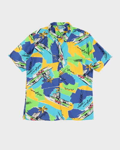 Blue Patterned Hawaiian Shirt - M