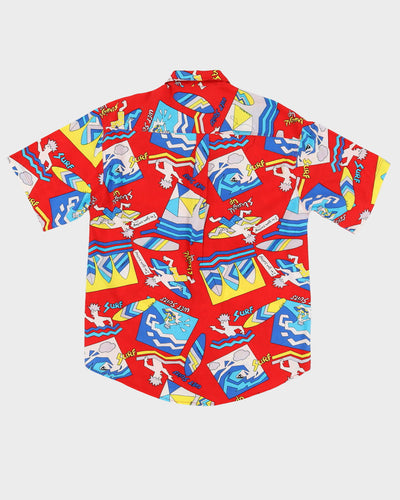 Vintage Red Surf Pattern Hawaiian Shirt - M