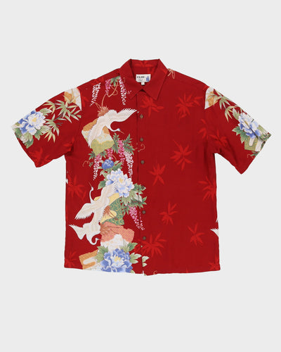 Red Floral Patterned Hawaiian Shirt - XL