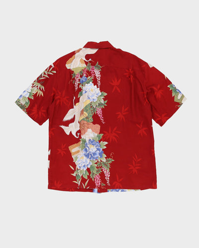 Red Floral Patterned Hawaiian Shirt - XL