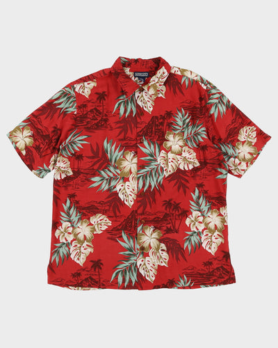 Red Floral Patterned Hawaiian Shirt - XXL