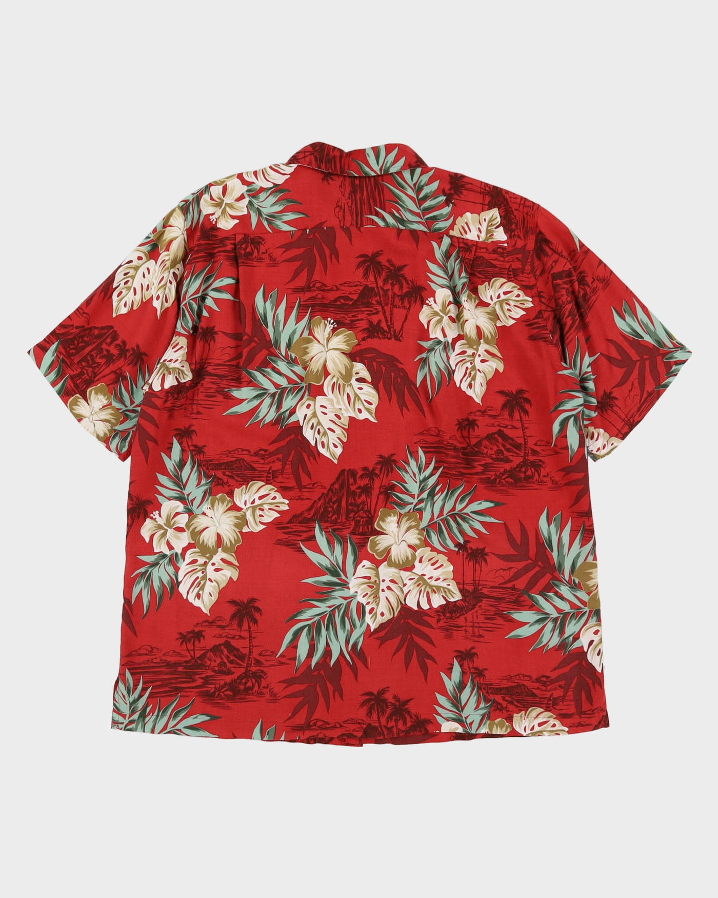 Red Floral Patterned Hawaiian Shirt - XXL