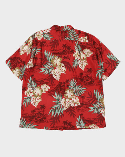 Red Floral Patterned Hawaiian Shirt - XXL